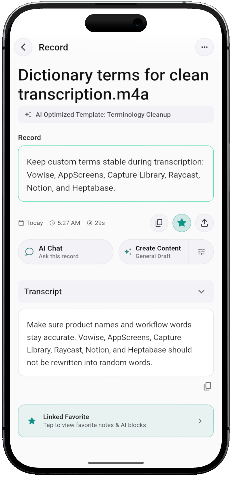 Record detail with Create Content